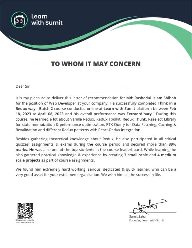 LWS Recommendation Letter